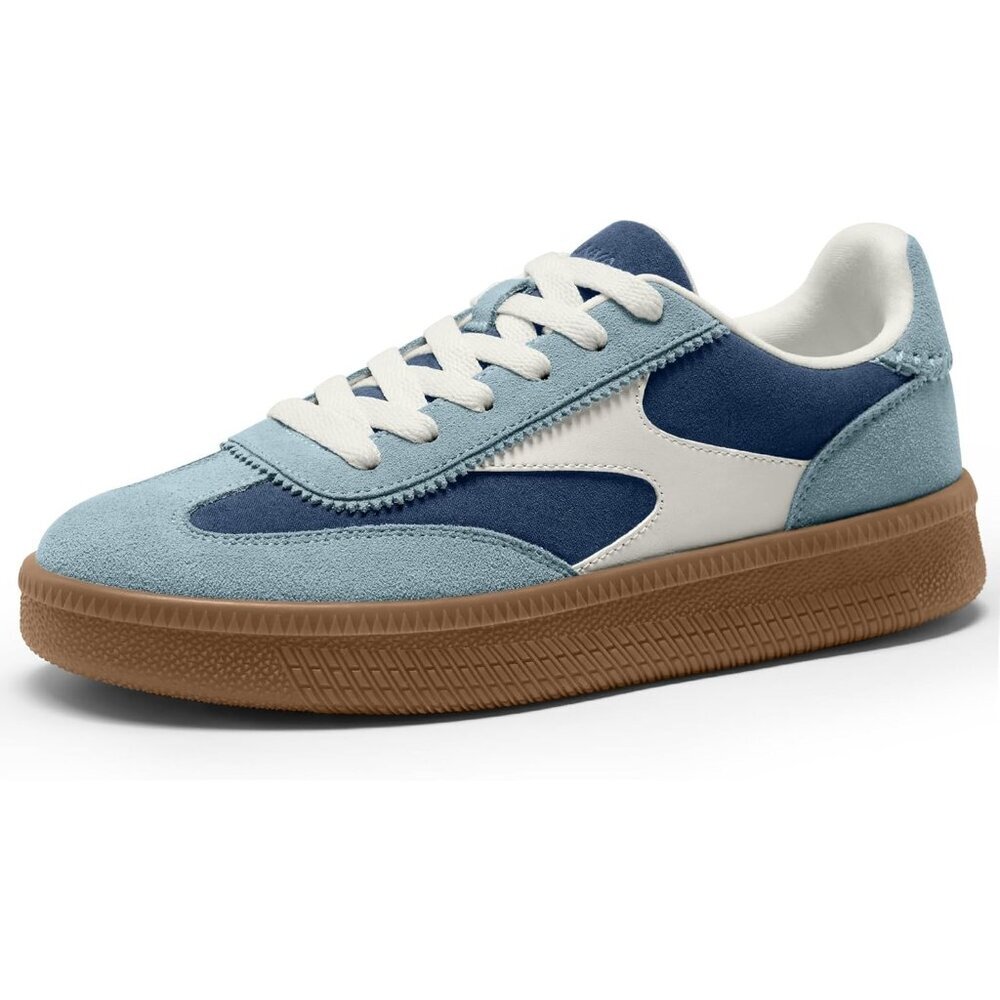Women's Blue Casual Genuine Suede Classic Retro Gum Sole Fashion Sneakers